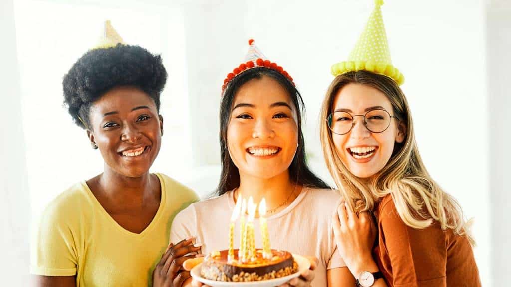 women celebrating who got a facial before a birthday party